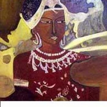 Painting titled "ajanta painting" by Saumya Anuj, Original Artwork, Oil