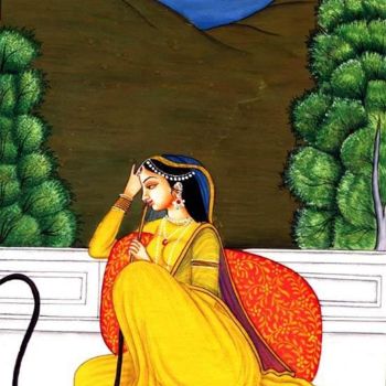 Painting titled "the beautiful lady" by Saumya Anuj, Original Artwork, Oil