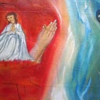 Painting titled "prayer for peace" by Saumya Anuj, Original Artwork