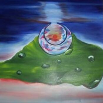Painting titled "dawn in a dew drop" by Saumya Anuj, Original Artwork