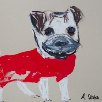 Zeichnungen mit dem Titel "french bulldog II" von Anna Sadzik, Original-Kunstwerk, Pastell