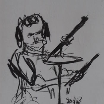 Zeichnungen mit dem Titel "drummer" von Anna Sadzik, Original-Kunstwerk, Kohle