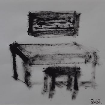 Painting titled "piano in black and…" by Anna Sadzik, Original Artwork, Acrylic