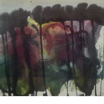 Pintura intitulada "forest" por Anna Sadzik, Obras de arte originais, Aquarela