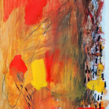 Dessin intitulée "red and orange" par Anna Sadzik, Œuvre d'art originale