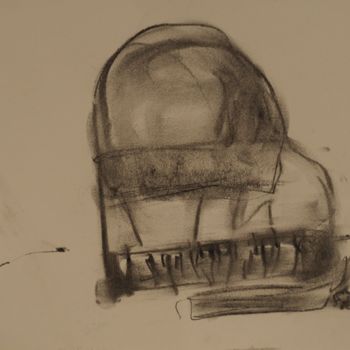 Drawing titled "piano 2" by Anna Sadzik, Original Artwork, Charcoal