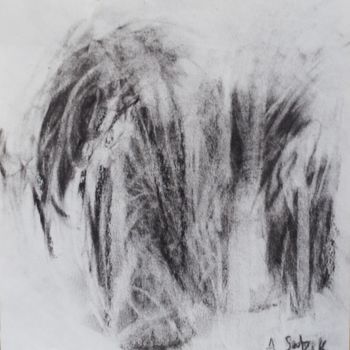 Tekening getiteld "trees charcoal" door Anna Sadzik, Origineel Kunstwerk, Houtskool