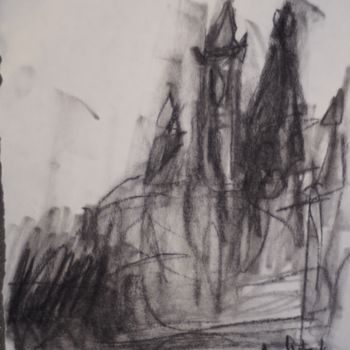 Drawing titled "castel charcoal" by Anna Sadzik, Original Artwork, Charcoal