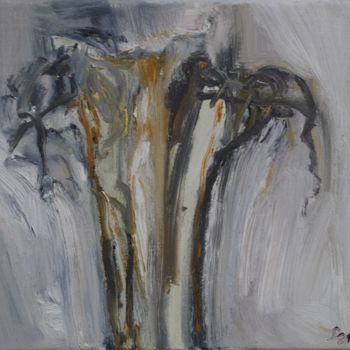 Painting titled "winter trees" by Anna Sadzik, Original Artwork, Oil