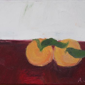Painting titled "tangerines on the r…" by Anna Sadzik, Original Artwork, Oil