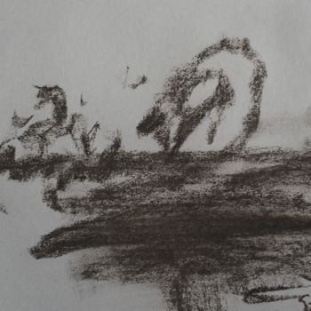 Drawing titled "landscape w" by Anna Sadzik, Original Artwork, Charcoal