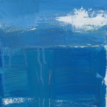 Painting titled "blue landscape" by Anna Sadzik, Original Artwork, Oil