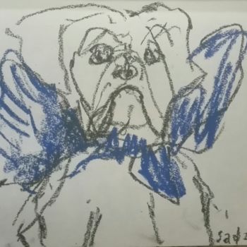 Zeichnungen mit dem Titel "Dog" von Anna Sadzik, Original-Kunstwerk, Pastell