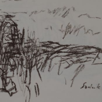 Drawing titled "landscape 31" by Anna Sadzik, Original Artwork, Charcoal