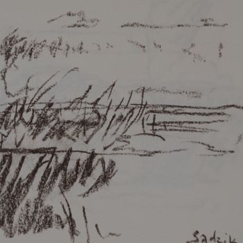 Drawing titled "landscape 32" by Anna Sadzik, Original Artwork, Charcoal