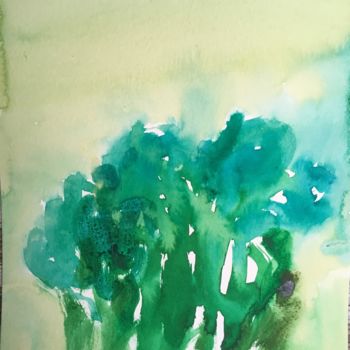 Pintura titulada "Green land" por Anna Sadzik, Obra de arte original, Acuarela