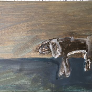 Painting titled "brown dog" by Anna Sadzik, Original Artwork, Acrylic