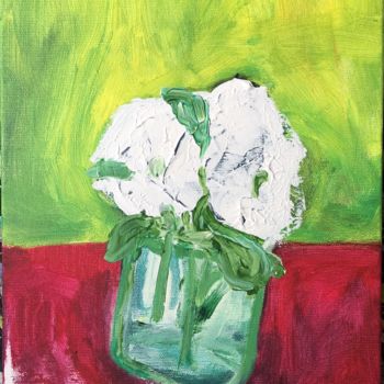 Painting titled "white flowers" by Anna Sadzik, Original Artwork