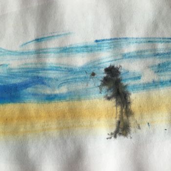 绘画 标题为“Man on the beach” 由Anna Sadzik, 原创艺术品