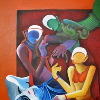 Painting titled "converstation-2.jpg" by Anupam Pal, Original Artwork, Acrylic