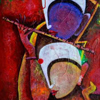 Painting titled "melody-of-krishna.j…" by Anupam Pal, Original Artwork, Acrylic