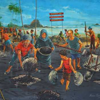 Painting titled "Road to Brotherhood" by Anura Srinath, Original Artwork, Acrylic Mounted on Wood Stretcher frame