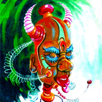 Картина под названием "The Chameleon" - Anura Srinath, Подлинное произведение искусства, Акрил Установлен на Деревянная рама…