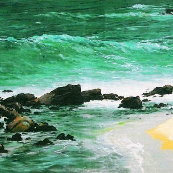 Painting titled "Breaking Waves" by Anura Srinath, Original Artwork, Acrylic Mounted on Wood Stretcher frame