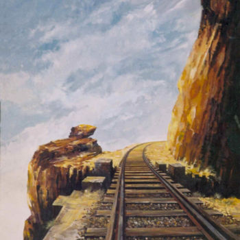 Painting titled "Over the Edge" by Anura Srinath, Original Artwork, Acrylic Mounted on Wood Stretcher frame