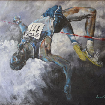 Картина под названием "The Flop" - Anura Srinath, Подлинное произведение искусства, Акрил Установлен на Деревянная рама для…