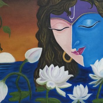 Pintura titulada "Radha Krishna" por Ak, Obra de arte original, Oleo