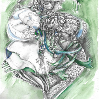 Peinture intitulée "shaman.jpg" par Anushko, Œuvre d'art originale, Aquarelle