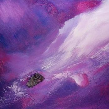 Painting titled "Energie mauve" by Anval, Original Artwork, Oil