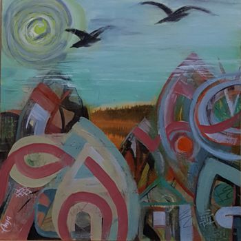 Malarstwo zatytułowany „Dream City” autorstwa Anya Komaristaia-Dumouchel, Oryginalna praca, Akryl