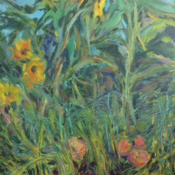 Painting titled "Sunflowers in the w…" by Anyck Alvarez Kerloch, Original Artwork, Acrylic