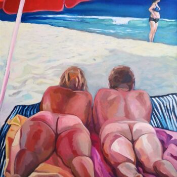 Schilderij getiteld "Day at The Beach" door Anyck Alvarez Kerloch, Origineel Kunstwerk, Acryl