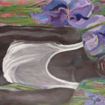 Painting titled "Among Flowers" by Anyck Alvarez Kerloch, Original Artwork, Acrylic