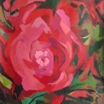 Painting titled "Rose Rouge" by Anyck Alvarez Kerloch, Original Artwork, Acrylic