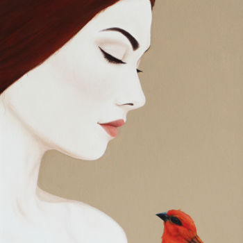 Peinture intitulée "Le Cardinal" par Anyse Alagama, Œuvre d'art originale, Huile