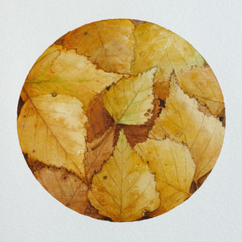 Dessin intitulée "Les feuilles mortes" par Anyse Alagama, Œuvre d'art originale, Aquarelle