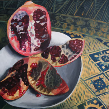 Painting titled "Pomegranate" by Anna Kadurina, Original Artwork, Acrylic
