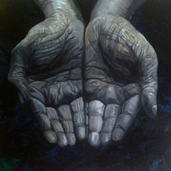 Painting titled "GIVING HANDS" by Anna Kadurina, Original Artwork, Acrylic