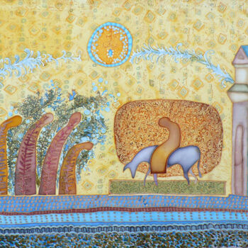 Arte tessile intitolato "Вход Господень в Ие…" da Anzhela Golodetskaia, Opera d'arte originale, Tessuto