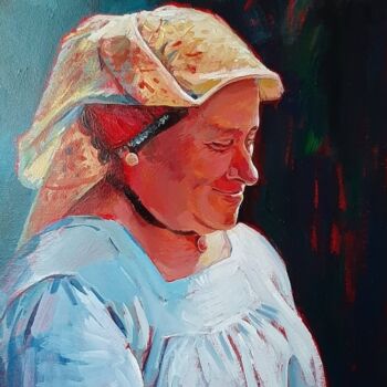 Schilderij getiteld "Женщина в народном…" door Anzelika Kondracionova, Origineel Kunstwerk, Acryl Gemonteerd op Frame voor h…