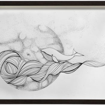 Drawing titled "Wave2" by Anzhela Bagramyan, Original Artwork, Ink