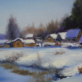 Painting titled "Winter Landscape Or…" by Anzhelika Izzi, Original Artwork, Oil