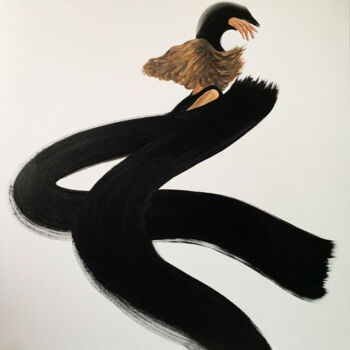 Malarstwo zatytułowany „"Black and White El…” autorstwa Anzhelika Klimina, Oryginalna praca, Olej Zamontowany na Drewniana r…