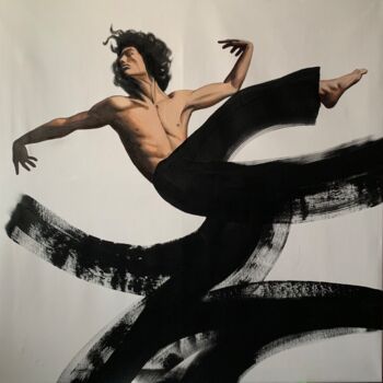 Картина под названием "“jump”" - Anzhelika Klimina, Подлинное произведение искусства, Масло Установлен на Деревянная рама дл…