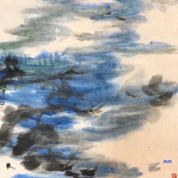 「AU 3 - 山水 Landscape…」というタイトルの絵画 Zhongwu 仲吾によって, オリジナルのアートワーク, インク