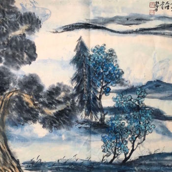 Картина под названием "AU 54 - Relaxing In…" - Zhongwu 仲吾, Подлинное произведение искусства, Чернила